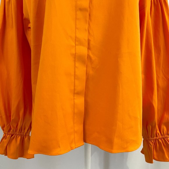 New INC Flared Cuff Button Down Shirt Relaxed Fit Tangerine Orange Size Medium - Picture 6 of 16